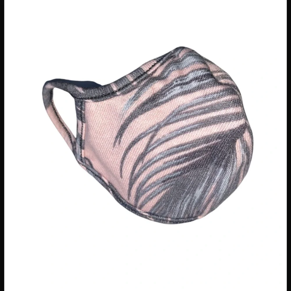 Pink and green leaf reversible face mask